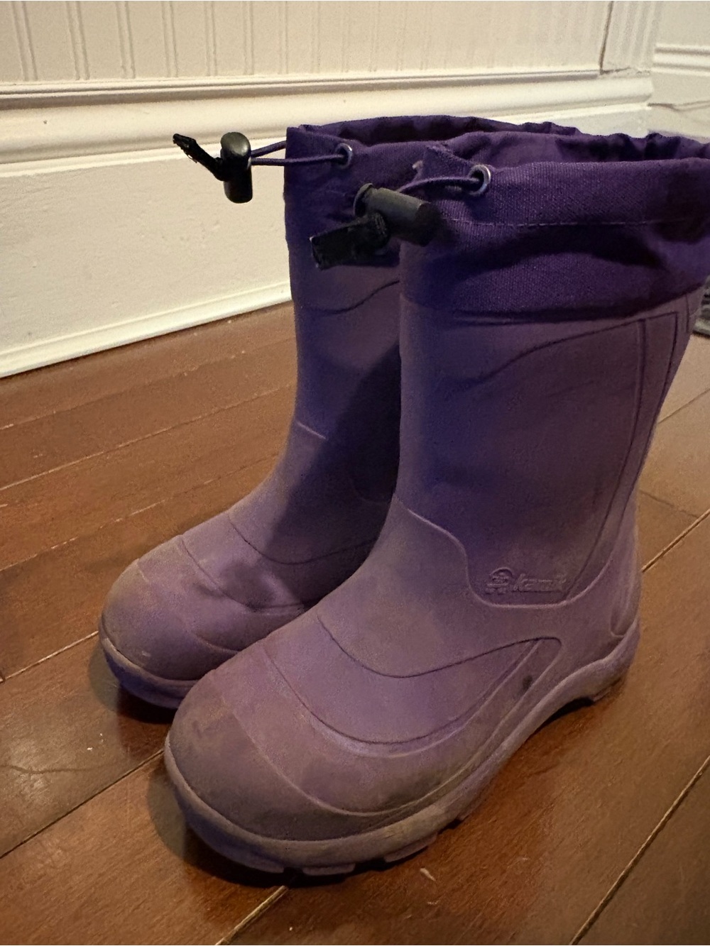 Kamik Purple Kids Rain & Snow Boots with Drawstring